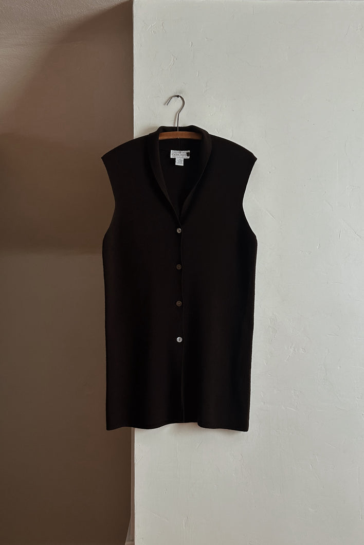 1990's BLACK WOOL RIB KNIT VEST / TUNIC