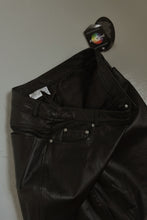 1990's / EARLY Y2K BLACK PURE LEATHER TROUSERS | SIZE 31