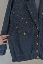 1980's STUDDED DENIM BLAZER BOMBER | SIZE M