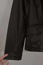 1990's RVT FAUX LEATHER BLACK BLAZER JACKET | SIZE M