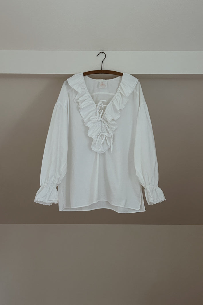 1970's EBER SAN FRAN FEMME RUFFLE TOP | SIZE L
