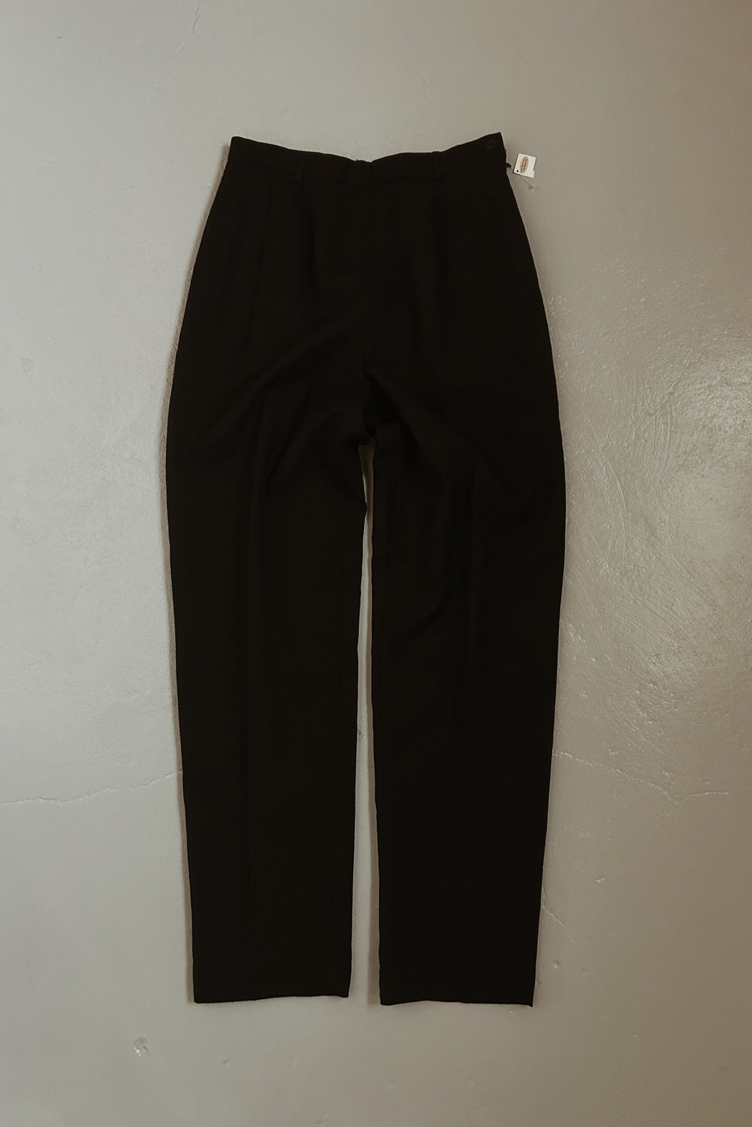 1990's BLACK PURE WOOL PLEATED TROUSERS | SIZE 27