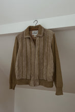 1970's CAMEL SUEDE CABLE KNIT ZIP JACKET | SIZE M/L