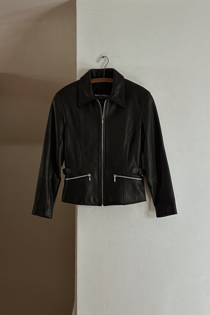 1990's BLACK SOFT LEATHER BIKER JACKET | SIZE XS