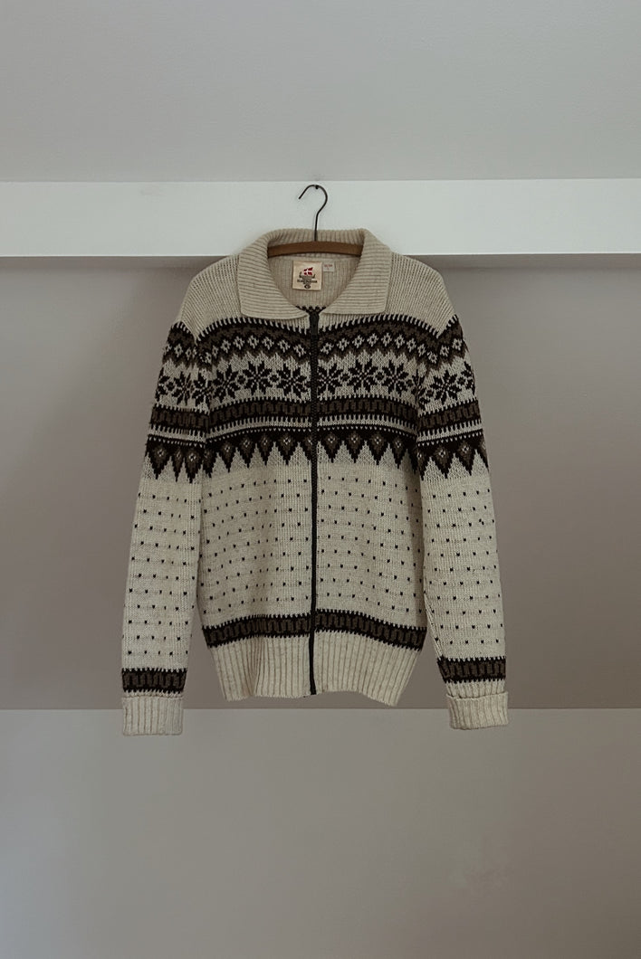 1990's NORDIC WOOL KNIT SWEATER JACKET | SIZE M