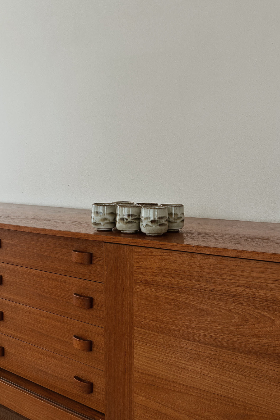 1970's GLAZED CERAMIC TEA CUPS | SET OF SIX