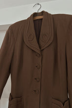 1940's CHOCOLATE WORSTED WOOL PEPLUM BLAZER | SIZE XS/S