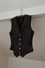 1990's WILSONS BLACK BUTTERY LEATHER VEST | SIZE S/M