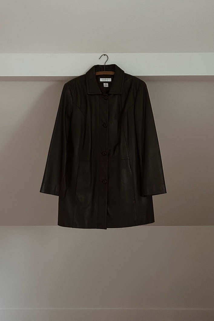 1990's DARK CHOCOLATE LAMBSKIN JACKET | SIZE M