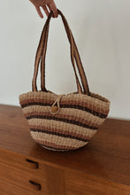 1990's STRIPE WOVEN SISAL BAG | 19" x 9"