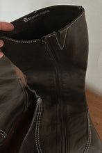 1990's ETIENNE AIGNER BLACK LEATHER CONTRAST STITCH BOOTS | SIZE 8.5