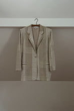 1990's WOVEN COTTON + LINEN PLAID BLAZER | SIZE L/XL