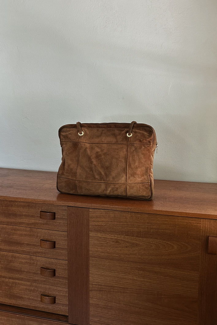 1970's LOEWE CARAMEL SUEDE MESSENGER TOTE