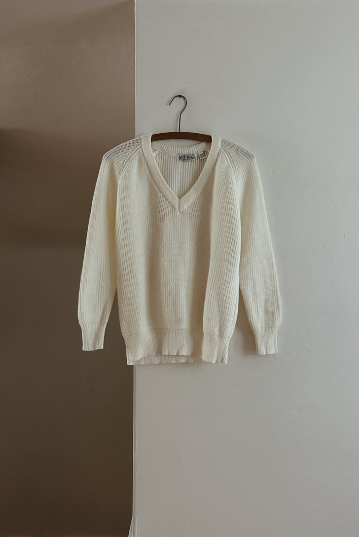 1970's CREAM RIB KNIT JUMPER | SIZE S/M