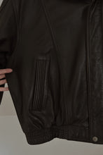 1990's CHOCOLATE LEATHER MEMBERS ONLY BOMBER | SIZE XL