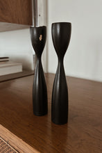 MID CENTURY KALMAR BLACK WOOD CANDLE HOLDERS