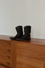 1980's JUSTIN BLACK LEATHER COWBOY BOOTS | SIZE 8