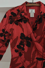 Y2K PURE SILK RED FLORAL WRAP BLOUSE | SIZE M/L