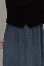 1990's BLACK VELVET WAISTCOAT DENIM 2FER DRESS | SIZE S