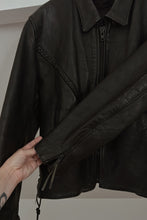 1980's BLACK BRAIDED LEATHER BIKER JACKET | SIZE M/L
