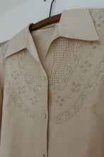 1950's PURE SILK EMBROIDERED BLOUSE | SIZE S/M