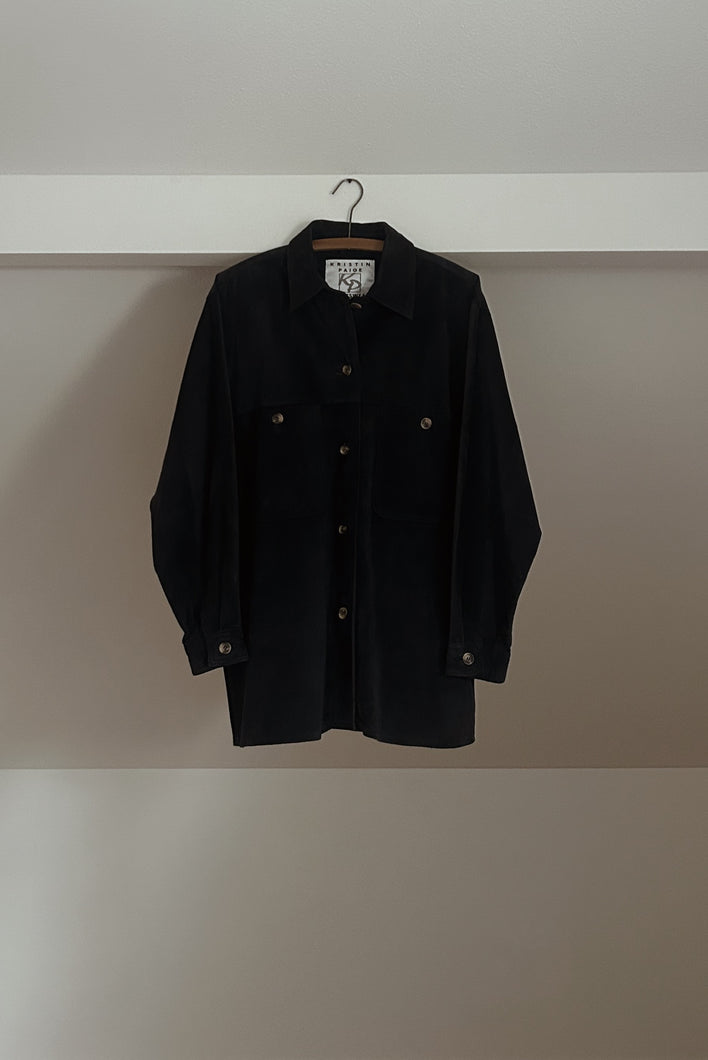 1990's NAVY SUEDE SHIRT JACKET | SIZE M