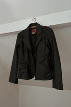 1990's RVT FAUX LEATHER BLACK BLAZER JACKET | SIZE M
