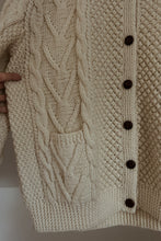 1980's HAND KNIT WOOL FISHERMAN CARDIGAN | SIZE L