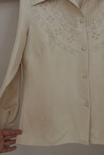 1950's PURE SILK EMBROIDERED BLOUSE | SIZE S/M
