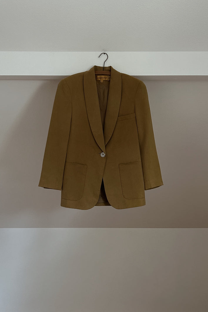 1990's PURE SILK CLASSIC OLIVE BLAZER | SIZE XS/S