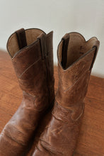 1980's JUSTIN CHOCOLATE LEATHER COWBOY BOOTS | SIZE 9