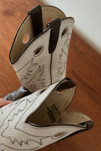 1980's CHOCOLATE + CREAM LEATHER COWBOY BOOTS | SIZE 6