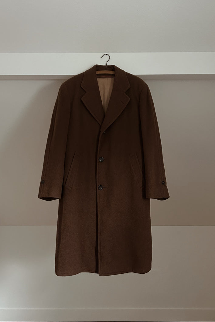 1950's RARE SEASON SKIPPER CHOCOLATE WOOL COAT | SIZE L | REMOVABLE SATIN LINING