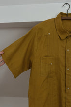 1970's MUSTARD LINEN CUBAN TOP | SIZE M/L