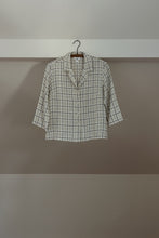 1990's IRISH LINEN WOVEN PLAID BUTTON BLOUSE | SIZE M
