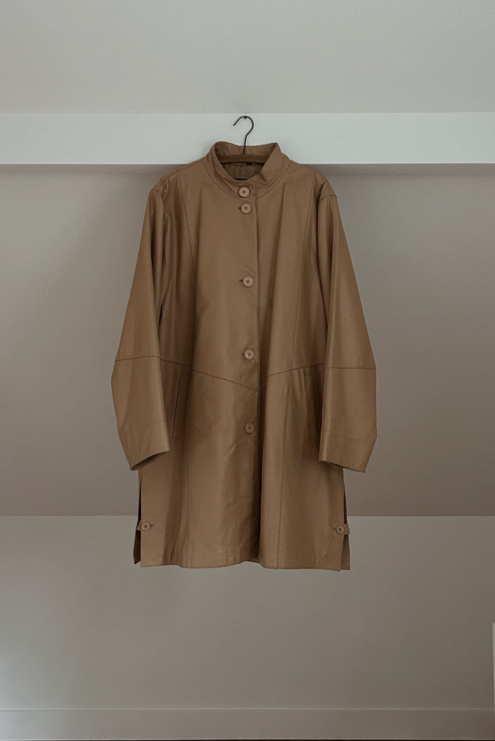 1990's CAMEL LEATHER JACKET | SIZE XL/XXL