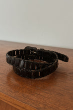 1980's COWBOY BLACK LEATHER WOVEN LINK BELT | SIZE M