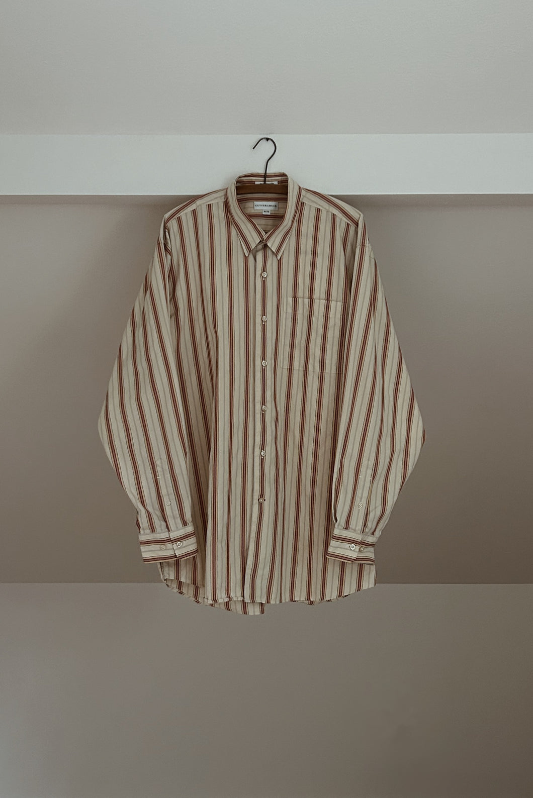 1990's TRACK STRIPE COTTON BUTTON DOWN | SIZE XL