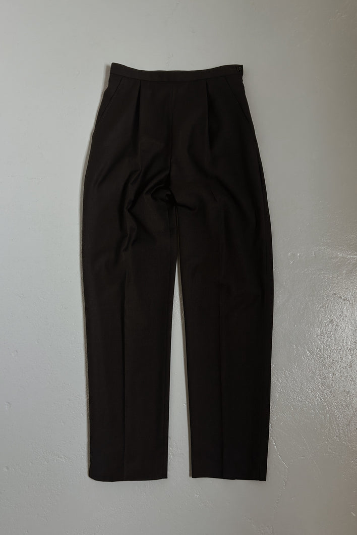 1990's CHARCOAL JAEGER SOFT WOOL TAILORED TROUSERS | SIZE 27