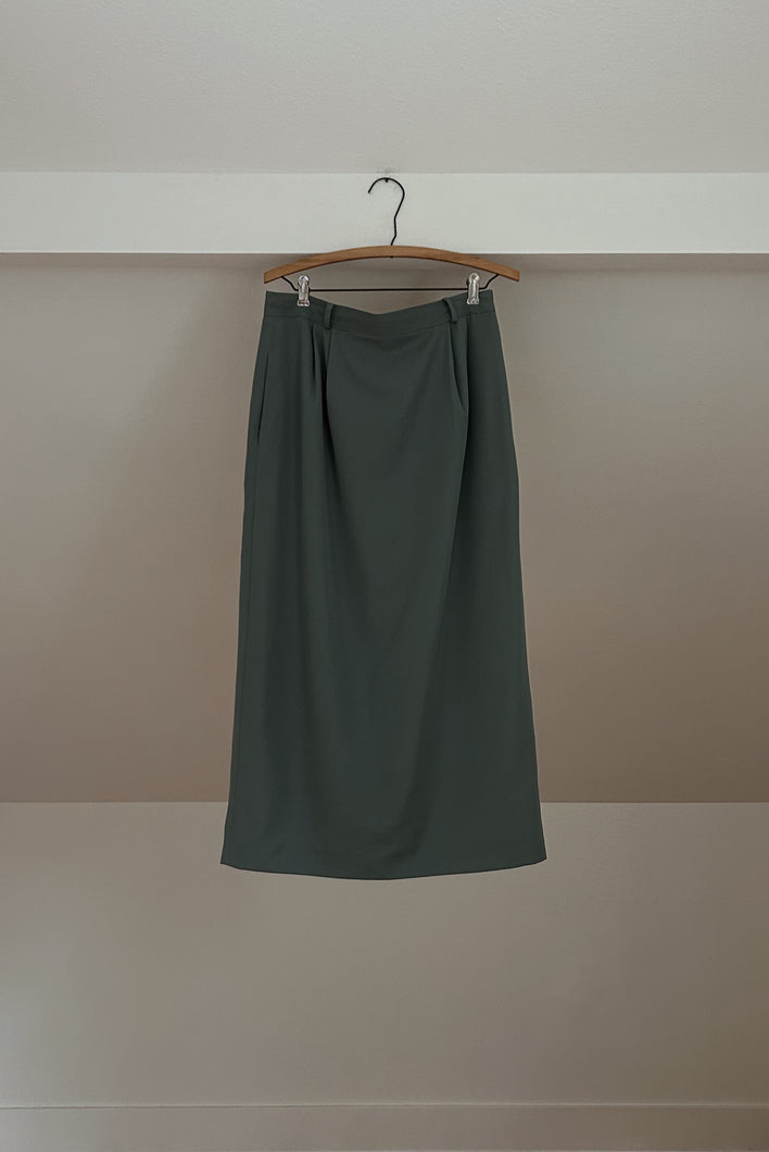 1990's SEA GREEN WOOL PENCIL MIDI | SIZE M