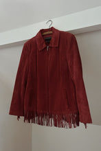 1990's BERNARDO RED SUEDE FRINGE JACKET | SIZE M/L