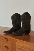 1990's JUSTIN BLACK LEATHER COWBOY BOOTS | SIZE 9