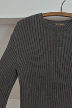 1990's J CREW CHARCOAL RIBBED COTTON KNIT JUMPER | SIZE M