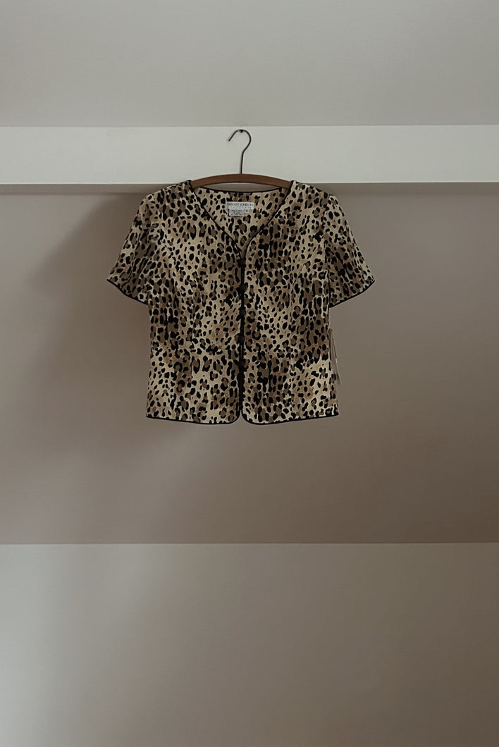 1990's PURE SILK LEOPARD PRINT BLOUSE | SIZE M