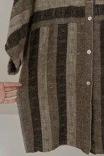 1970's FLAX STRIPE DOLMAN TUNIC | SIZE M