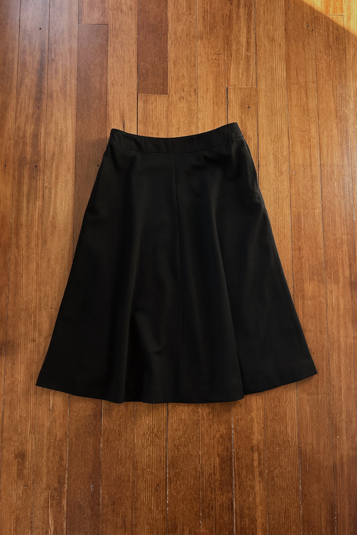 1970's BLACK WOOL A LINE SKIRT | SIZE M