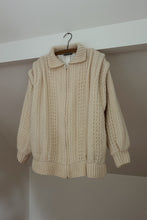 1970's IRISH WOOL FISHERMAN KNIT ZIP JACKET | SIZE M/L
