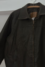 1990's DARK CHOCOLATE FAUX LEATHER HEIRLOOM BIKER JACKET | SIZE L/XL