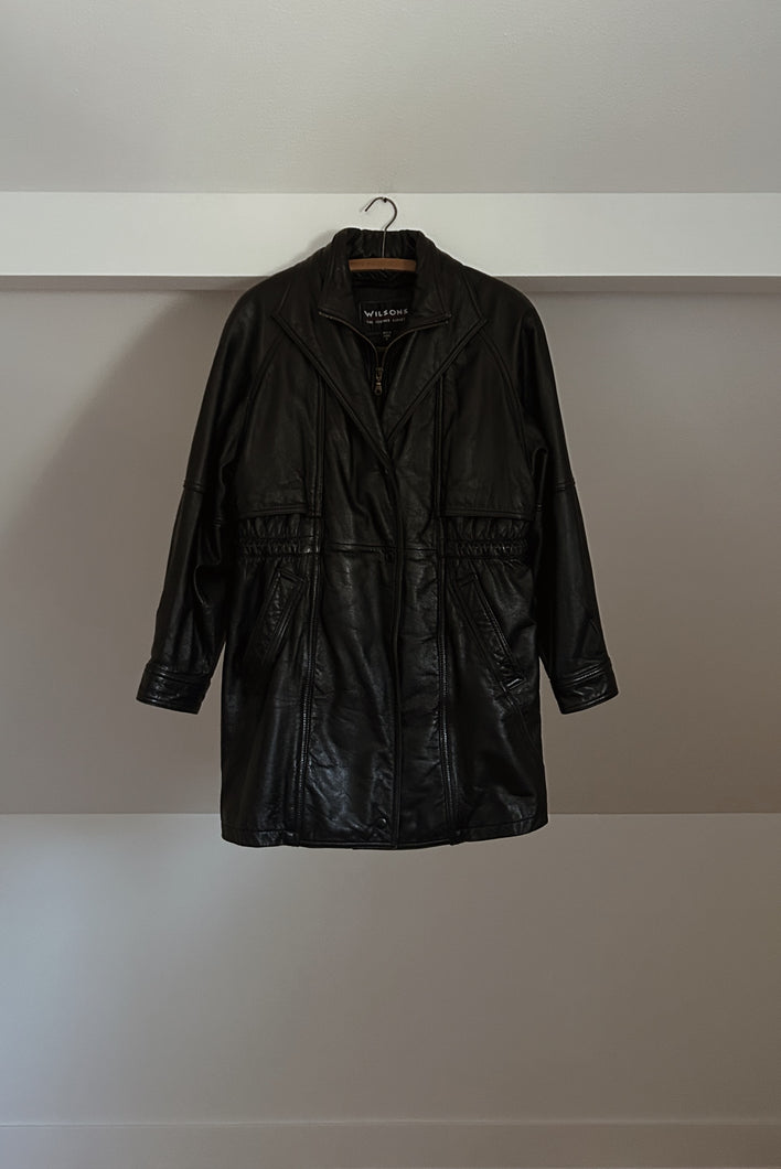 1990's WILSONS BLACK LEATHER EXPLORER JACKET | SIZE S/M