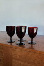 1960's RED GLASS WINE GOBLETS